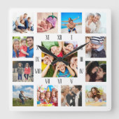 Aangepaste reeks foto's Collage Persoonlijk Wit Vierkante Klok (Voorkant)