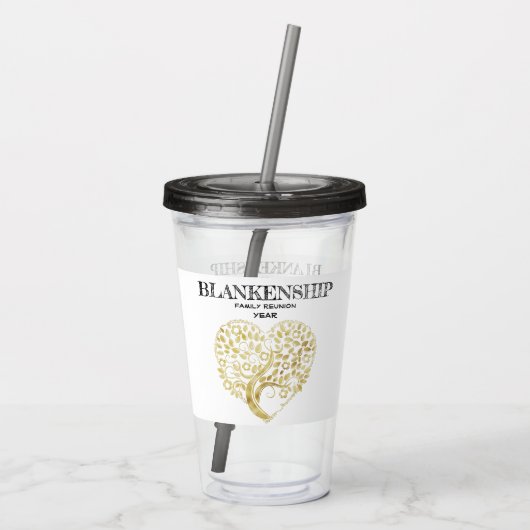 Aangepaste reeks reünie Gold Heart Tree Keepomwill Acryl Drinkbeker (Achterkant)