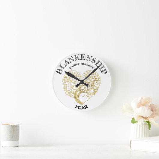 Aangepaste reeks reünie Gold Heart Tree Keepomwill Ronde Klok (Huis)