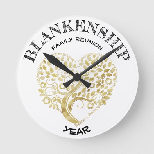 Aangepaste reeks reünie Gold Heart Tree Keepomwill Ronde Klok (Voorkant)