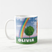 Aangepaste regenboog- en kittenMok Koffiemok (Links)