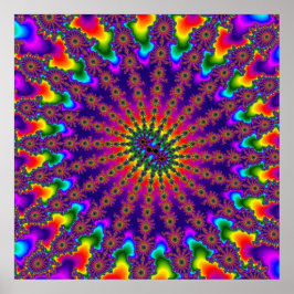 Aangepaste regenboog fractal burst poster