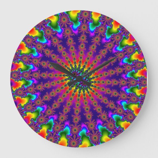 Aangepaste Regenboog Fractale Barst Ronde Wandklok (Voorkant)