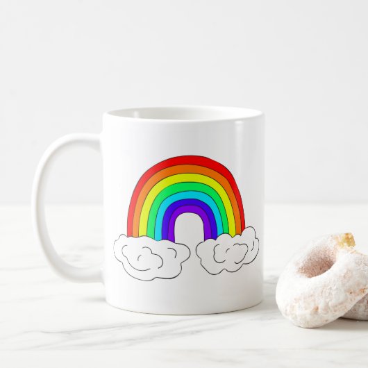 Aangepaste regenboog gelukkige mok. koffiemok (Met donut)