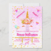 Aangepaste regenboog Glitter Golden Unicorn Kaart (Voorkant)