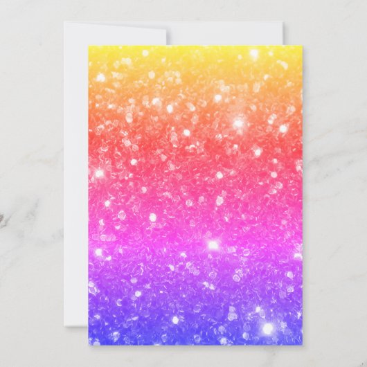 Aangepaste regenboog Glitter Golden Unicorn Kaart (Achterkant)