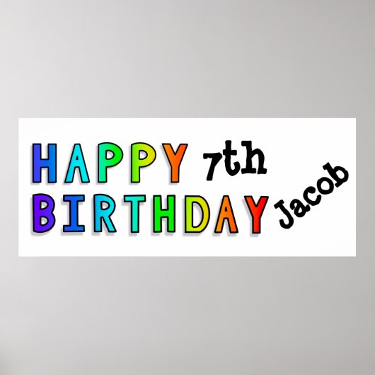 Aangepaste regenboog kleuren Happy Birthday Poster (Voorkant)