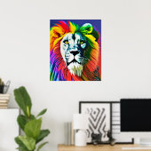 Aangepaste Regenboog Leeuw Poster, Gepersonaliseer Poster (Thuiskantoor)