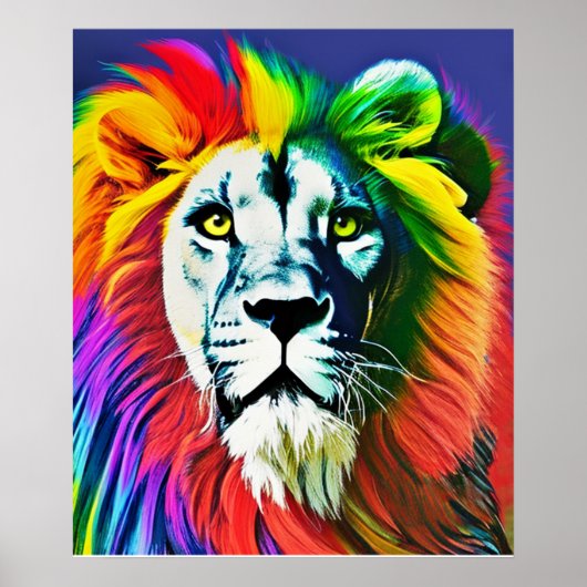 Aangepaste Regenboog Leeuw Poster, Gepersonaliseer Poster (Voorkant)