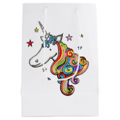Aangepaste regenboog Unicorn Heart Medium Gift Bag Cadeauzakje (Achterkant)