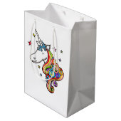 Aangepaste regenboog Unicorn Heart Medium Gift Bag Cadeauzakje (Achterkant Gekanteld)