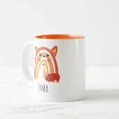 Aangepaste Regenboog Vos Mok met Naam (Voorkant links)