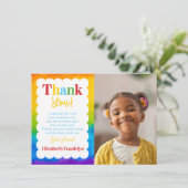 Aangepaste regenboog-waterverf foto van kinderen bedankkaart (Staand voorkant)
