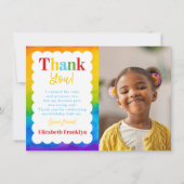 Aangepaste regenboog-waterverf foto van kinderen bedankkaart (Voorkant)