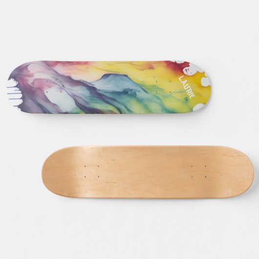 Aangepaste regenboog waterverf persoonlijk skateboard (Horizontaal)