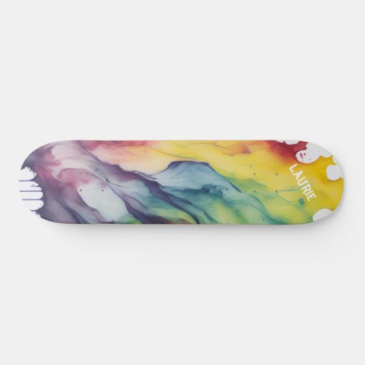 Aangepaste regenboog waterverf persoonlijk skateboard (Horizontaal)