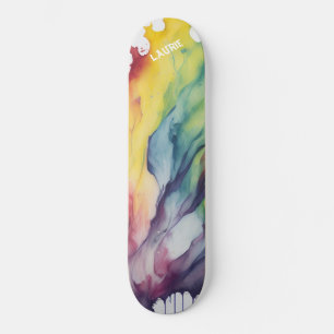 Aangepaste regenboog waterverf persoonlijk skateboard