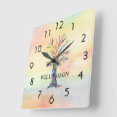 Aangepaste regenboogboom vierkante klok (Hoek)