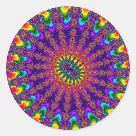 Aangepaste regenboogfractale brander Grote ronde S Sticker (Voorkant)