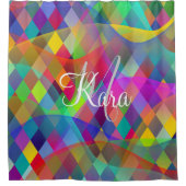 Aangepaste regenboogharlequin met kleurrijke rook douchegordijn (Voorkant)