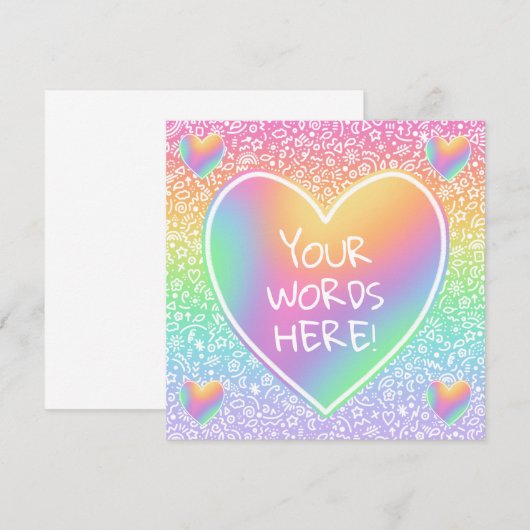 Aangepaste regenboogharten Doodles Kaart (Voorkant / Achterkant)