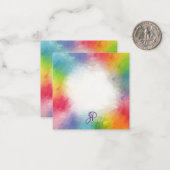 Aangepaste regenboogkleuren gecalligrafeerd monogr notitiekaartje (Voorkant / Achterkant in situ)