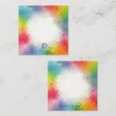 Aangepaste regenboogkleuren gecalligrafeerd monogr notitiekaartje (Voorkant / Achterkant)