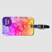 Aangepaste regenboogkleuren Gelukkig glimlachen Pa Bagagelabel (Voorkant (horizontaal))