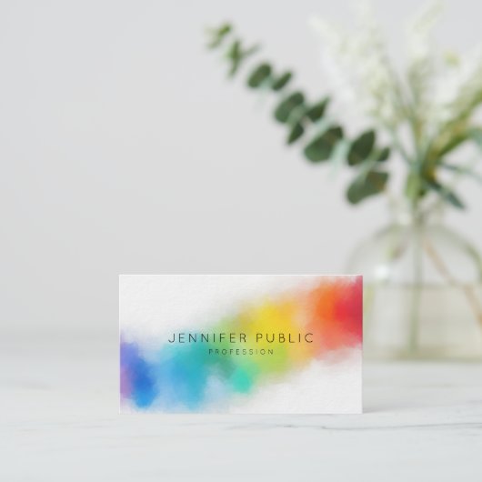 Aangepaste regenboogkleuren Moderne, kleurrijke Ab Visitekaartje (Staand voorkant)