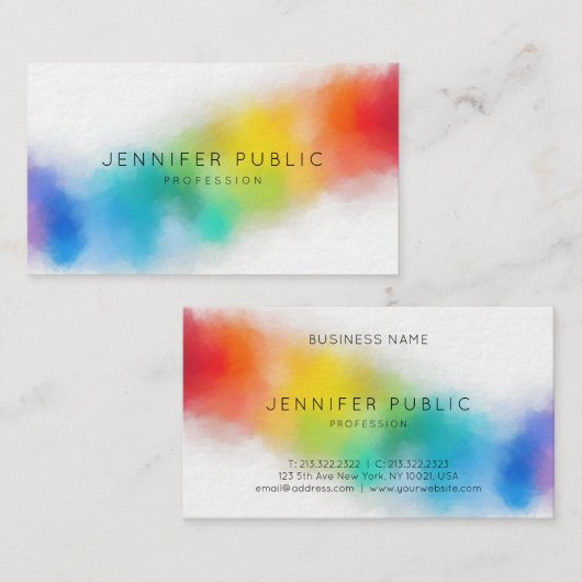 Aangepaste regenboogkleuren Moderne, kleurrijke Ab Visitekaartje (Voorkant / Achterkant)