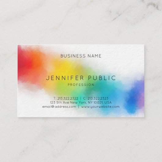 Aangepaste regenboogkleuren Moderne, kleurrijke Ab Visitekaartje (Achterkant)