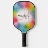 Aangepaste regenboogkleuren Monogram Moderne Sjabl Pickleball Paddle (Voorkant)