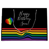 Aangepaste regenboogpride Heart Gift Bag Groot Cadeauzakje (Voorkant)