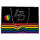 Aangepaste regenboogpride Heart Gift Bag Groot Cadeauzakje (Achterkant)