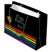 Aangepaste regenboogpride Heart Gift Bag Groot Cadeauzakje (Voorkant Gekanteld)