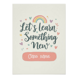 Aangepaste regenboogquote poster voor het klasloka