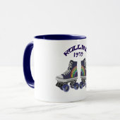 Aangepaste regenboogrolschaatsen met retro mok (Voorkant links)