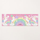 Aangepaste regenboogroze Unicorn Yogamat (Voorkant (horizontaal))