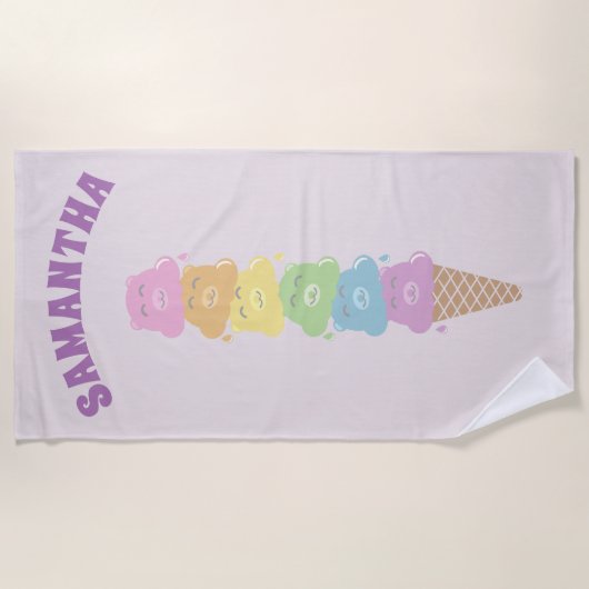 Aangepaste regenboogstraal Beer ijskap Strandlaken (Voorkant)