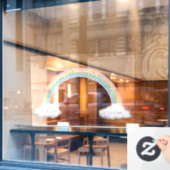 Aangepaste regenboogstraal en vloeiende witte wolk raamsticker (Cafe Raam)