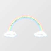 Aangepaste regenboogstraal en vloeiende witte wolk raamsticker (Vel)