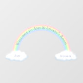 Aangepaste regenboogstraal en vloeiende witte wolk raamsticker (Vel)