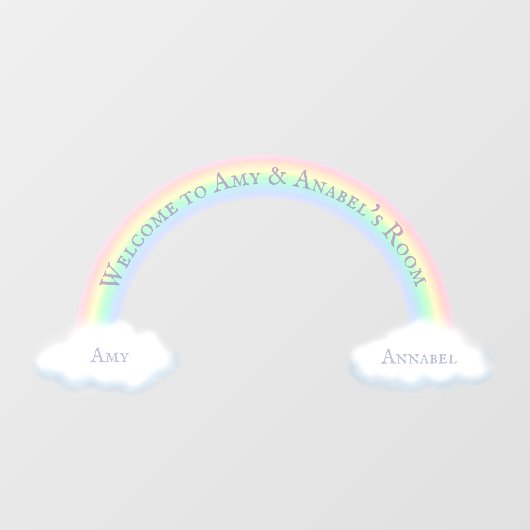 Aangepaste regenboogstraal en vloeiende witte wolk raamsticker (Vel)