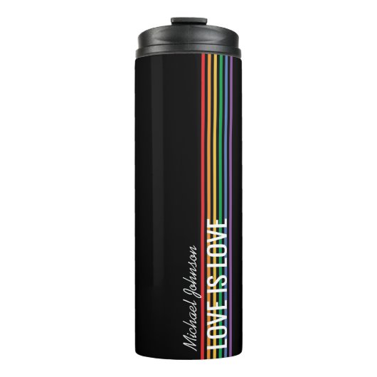 Aangepaste regenboogstripes LGBT Thermosbeker (Voorkant)