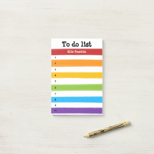 Aangepaste regenboogstripes om lijst uit te voeren post-it® notes (Op bureau)