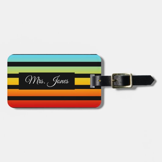 Aangepaste regenboogstrips Bagagelabel (Voorkant horizontaal)