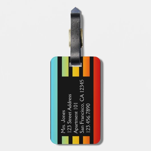 Aangepaste regenboogstrips Bagagelabel (Achterkant verticaal)