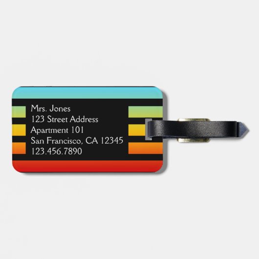 Aangepaste regenboogstrips Bagagelabel (Achterkant horizontaal)