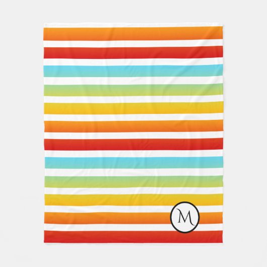 Aangepaste regenboogstrips voor monogram vloerbede fleece deken (Voorkant)