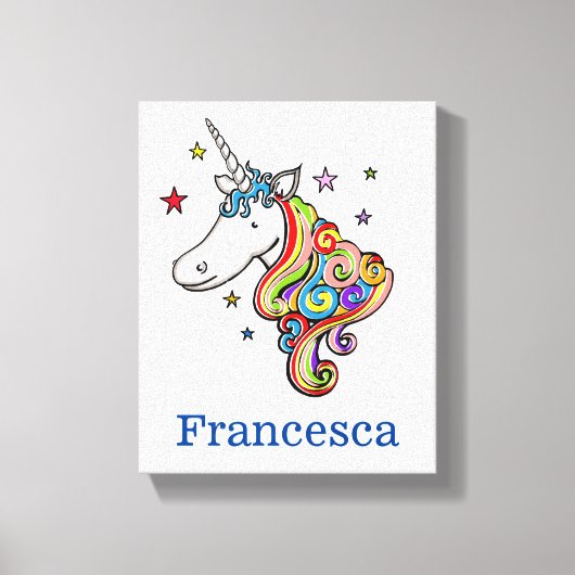 Aangepaste regenboogUnicorn Canvas Afdruk (Voorkant)